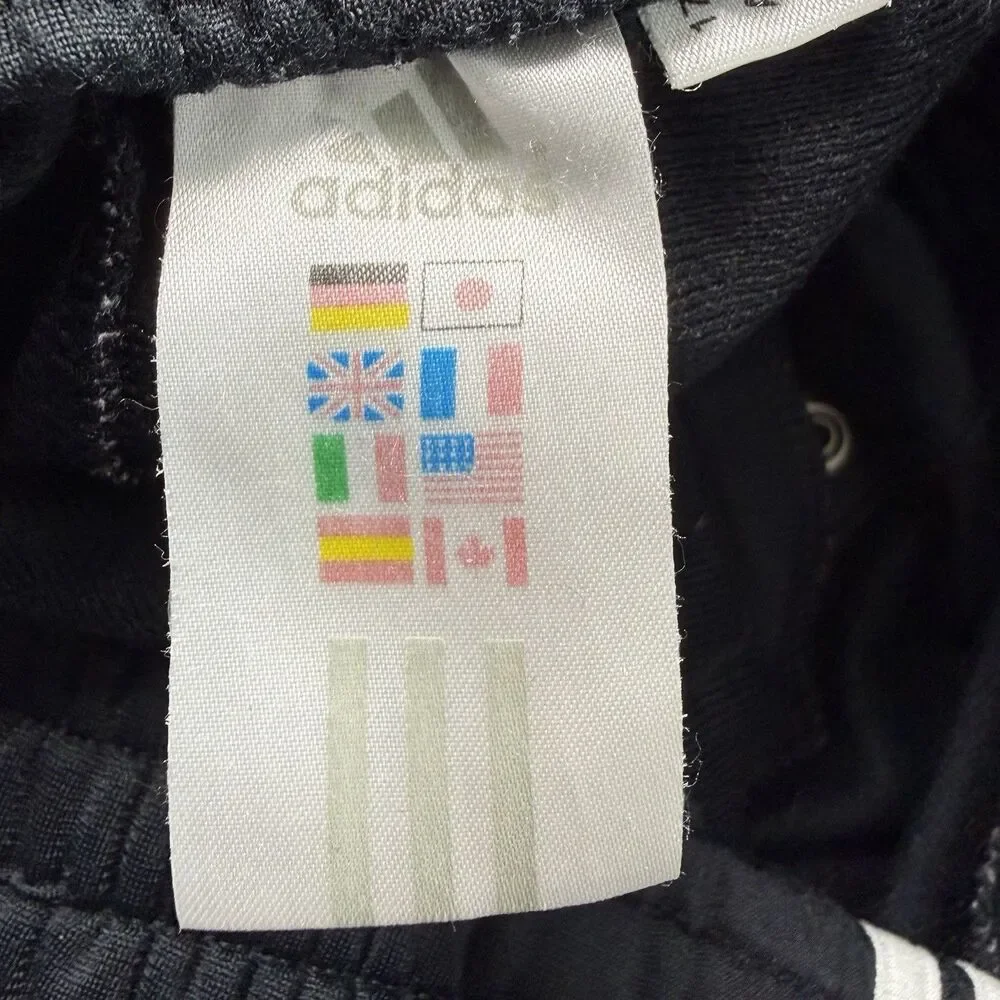 Vintage Y2K Adidas Tear Away Track Pants Mens Large Black Three Stripe 34x31